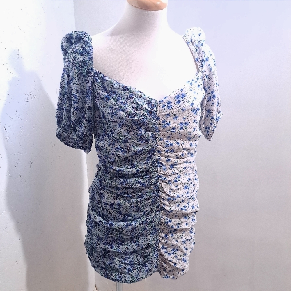 Stradivarius|  Floral Ruched Women's mini dress blocked colors